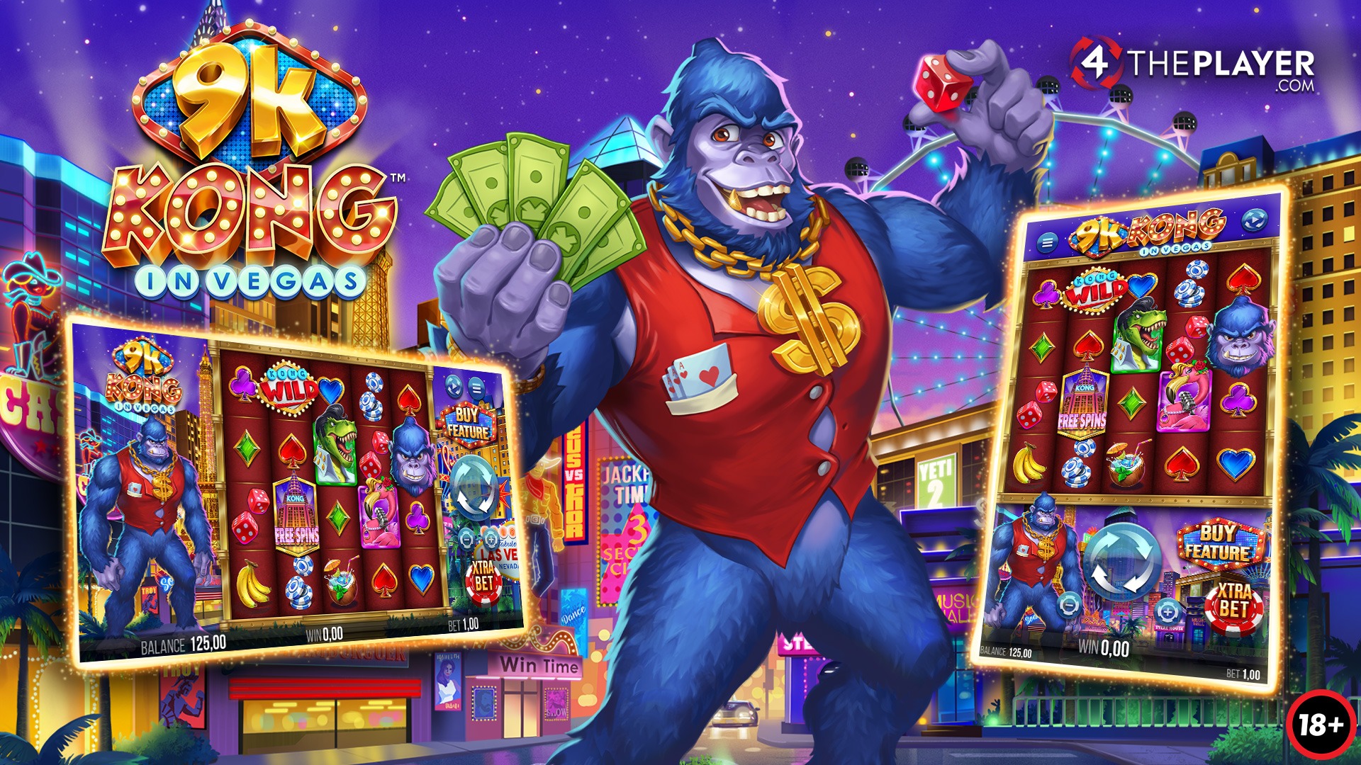 4ThePlayer.com are inviting players to go ape in Las Vegas and climb to the highest wins, in their latest game release 9k Kong in Vegas, which has now been network released.