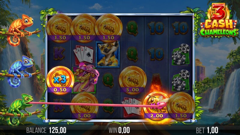 3_Cash_Chameleon_Single_Coin_Lick_Screenshot 3 Cash Chameleons Chameleons Pots Screenshot