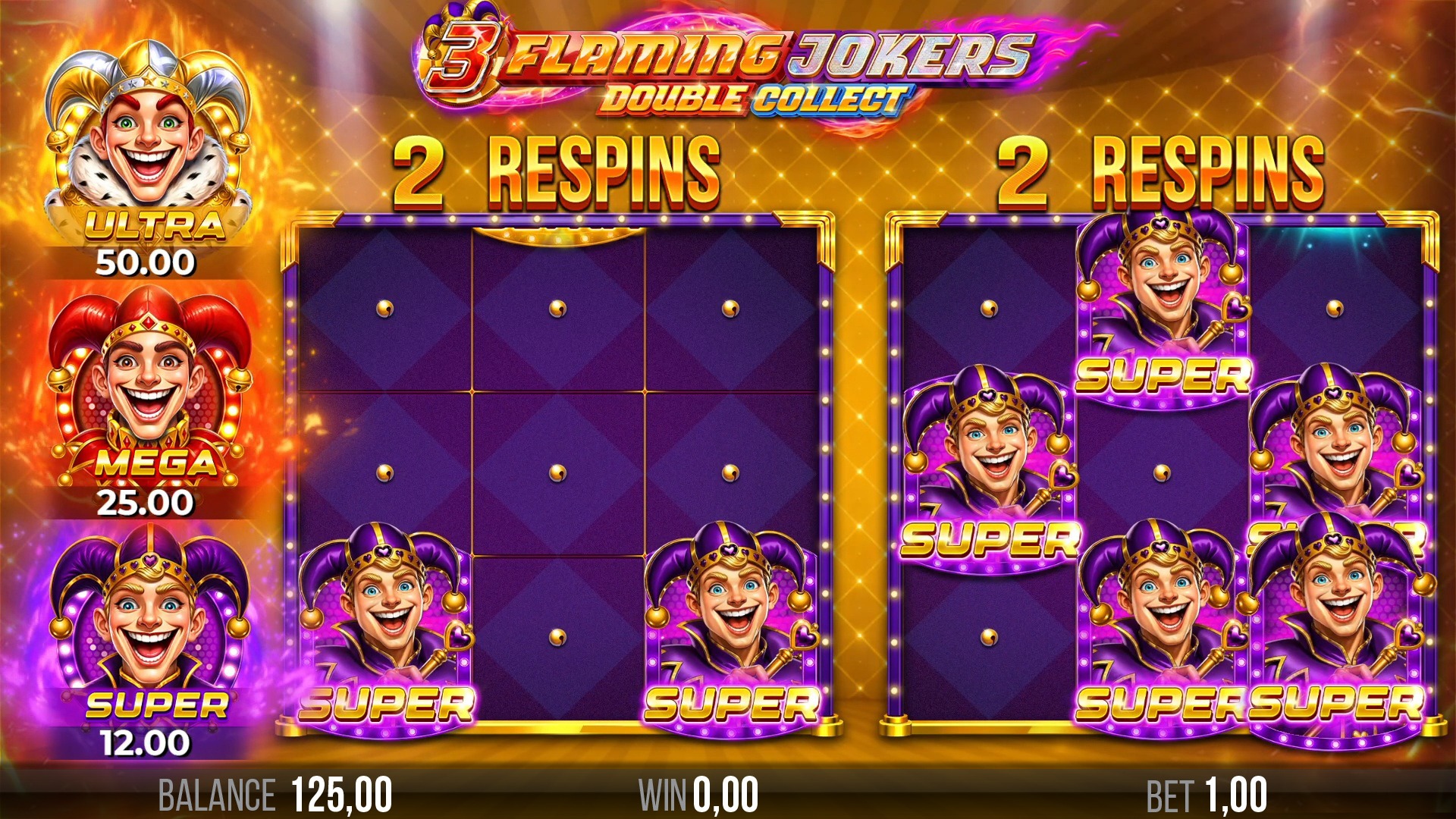 3_Flaming_Jokers_Double_Collect_Respins_Jackpot_Screenshot 3 Flaming Jokers Double Up Spins Screenshot
